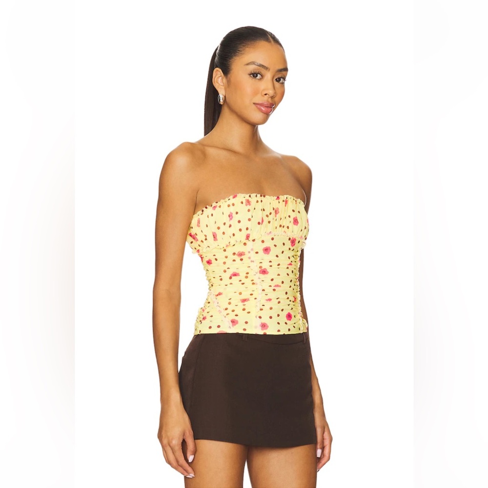 NWT Free people Scottie Tube Printed Top In Yellow Marimba  origin. $58 XS
